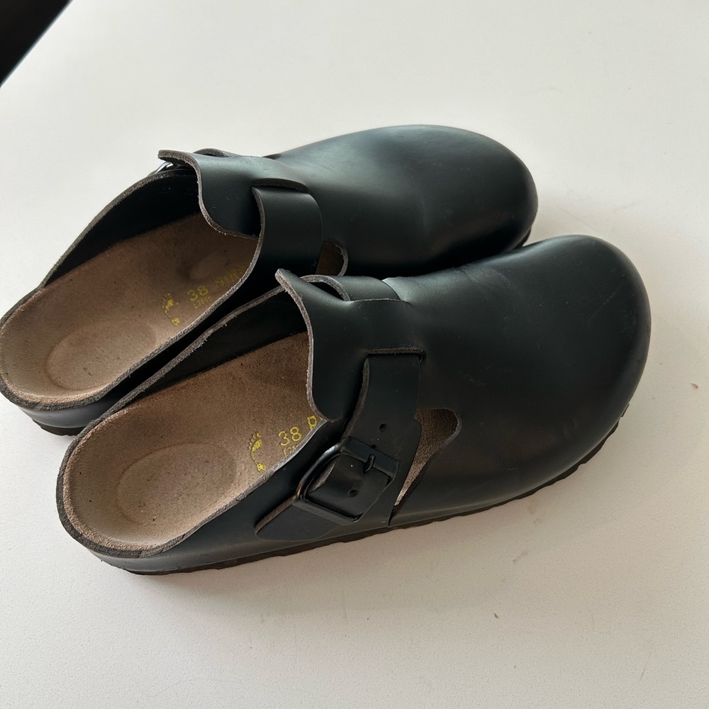 boston birkenstock leather black